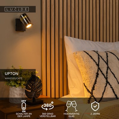 Lucide UPTON - Wandleuchte - 1xGU10 - Rauchfarbe Grau